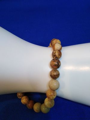 Bracelet homme jaspe paysage beige