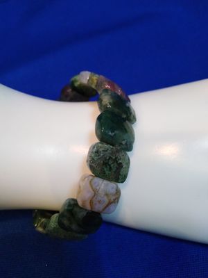Bracelet avec plaquettes agate mousse