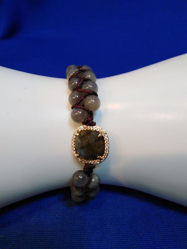 Bracelet réglable labradorite tressée