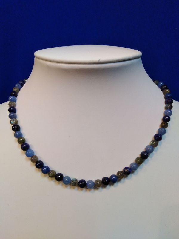 Collier aventurine bleue, labradorite et sodalite