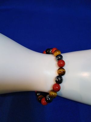 Bracelet jaspe rouge, hématite et oeil de tigre