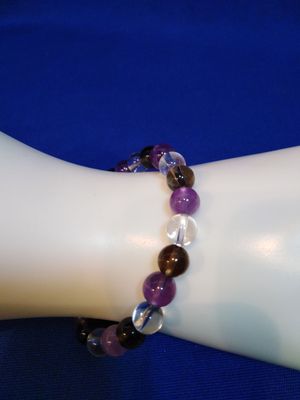 Bracelet quartz fumé, améthyste et cristal de roche