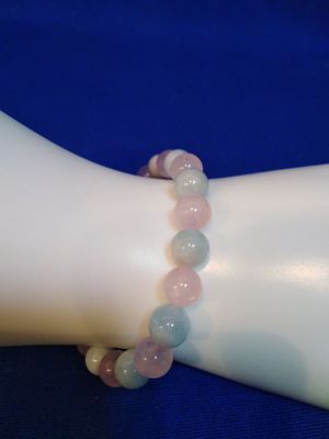 Bracelet aigue marine et quartz rose