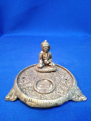 Porte encens rond en métal Bouddha