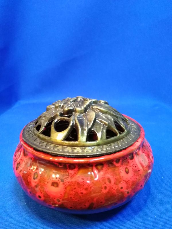 Porte encens céramique rouge