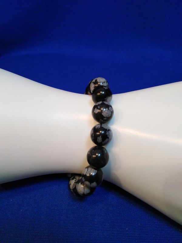 Bracelet homme obsidienne flocons de neige