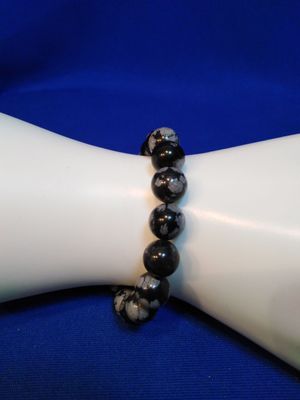 Bracelet homme obsidienne flocons de neige