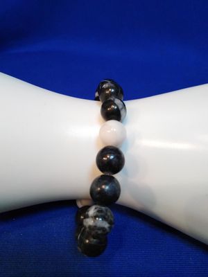 Bracelet homme jaspe noir et blanc