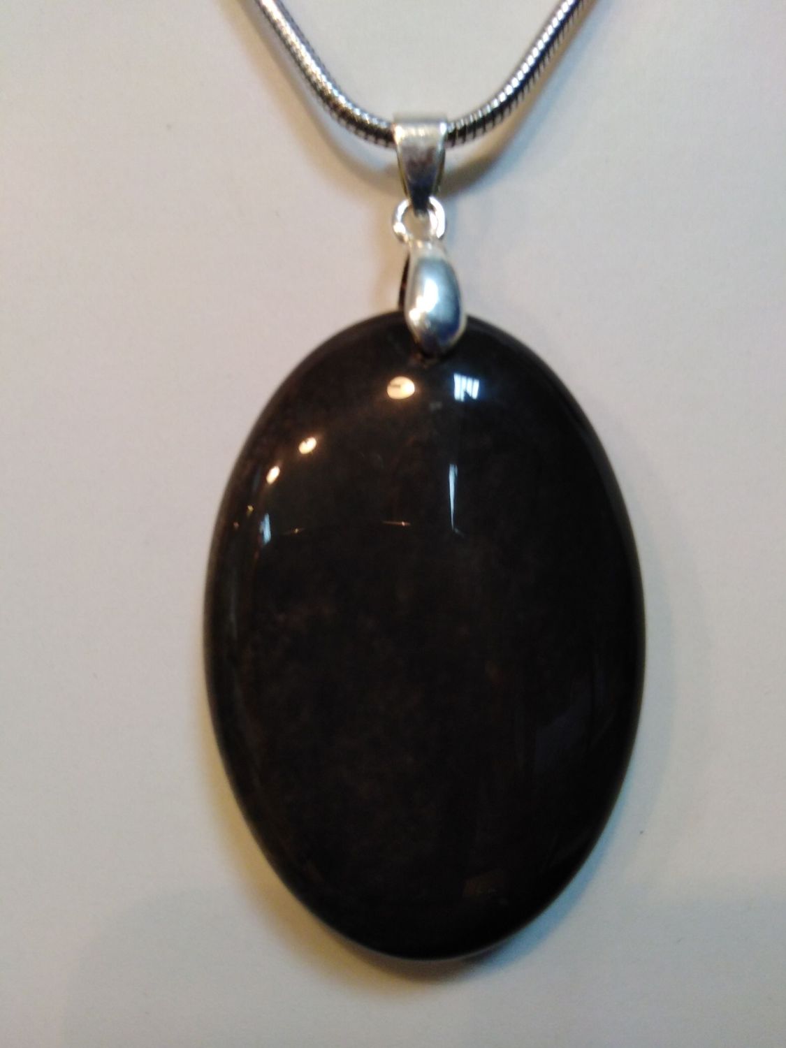 Pendentif obsidienne argentée