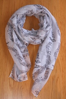 White Music Scarf with Black notes (P2)