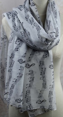 White Music Scarf with Black notes (P2)