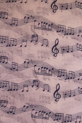 White Music Scarf with Blue notes (P2)