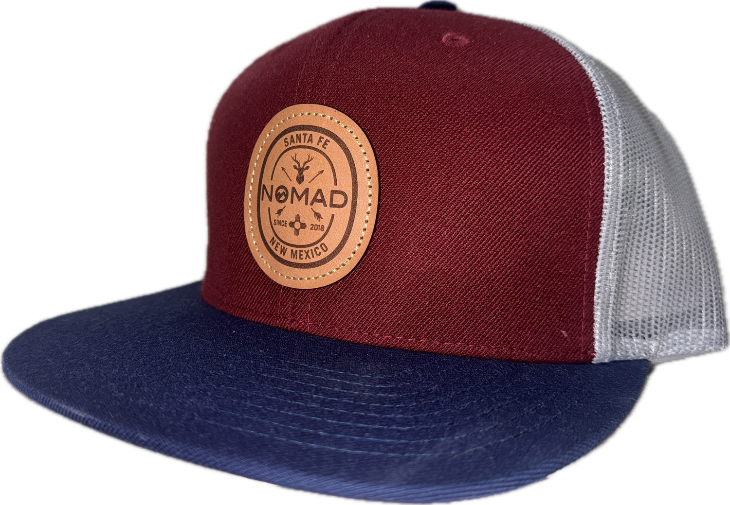 Nomad Trucker Hat - Leather Oval Arrows Logo 