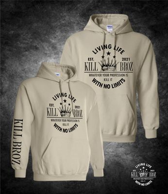 Kill Broz Crown Hoodie ( Sand with Black Print )