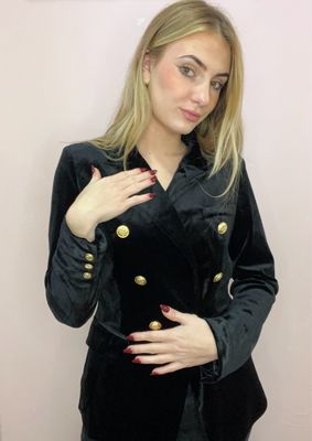 Veste Tailleur Velour Noir 