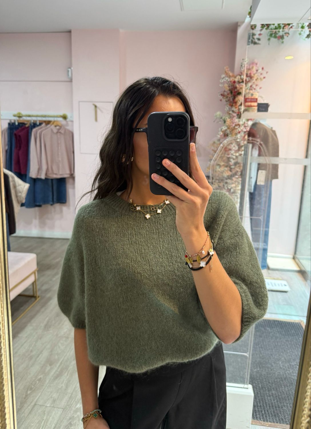 Pull Manche Bouffante Kaki 
