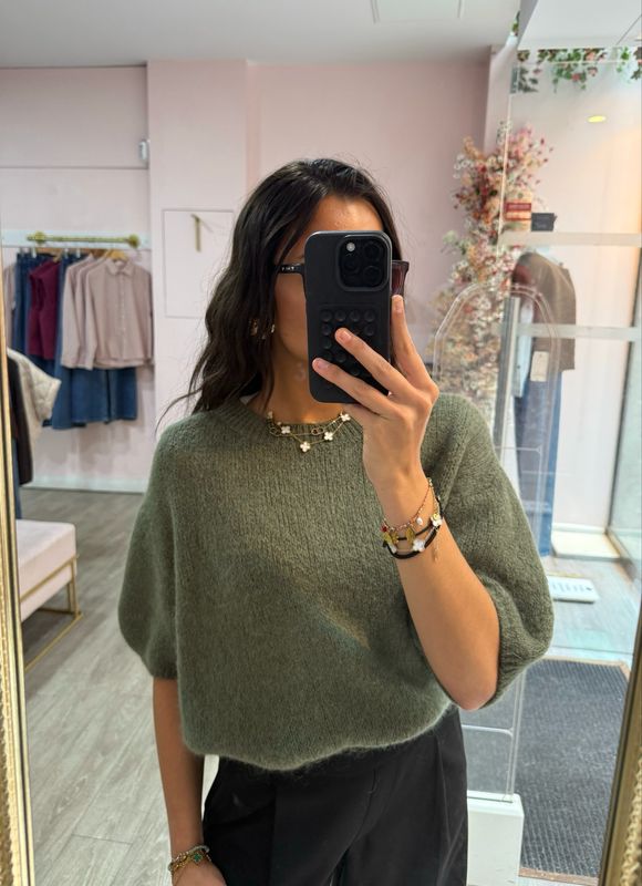 Pull Manche Bouffante Kaki 