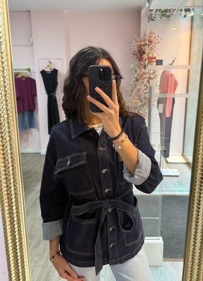 Veste En Jean Brut Ceinturée 