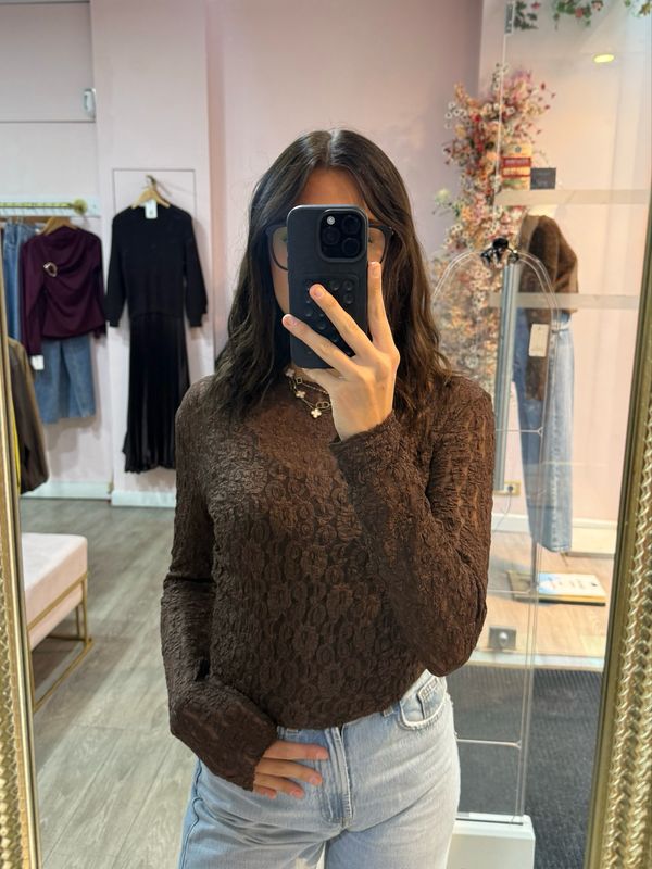 Haut Dentelle Marron