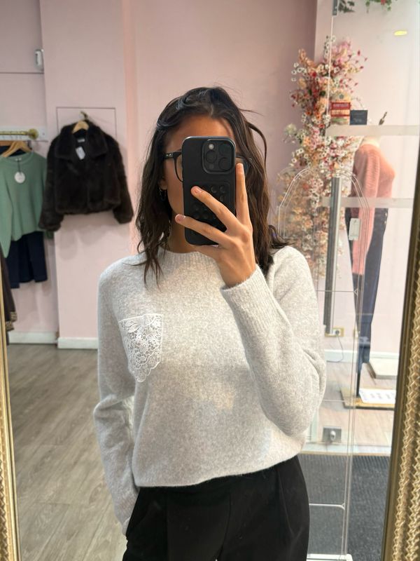 Pull Dentelle Gris 