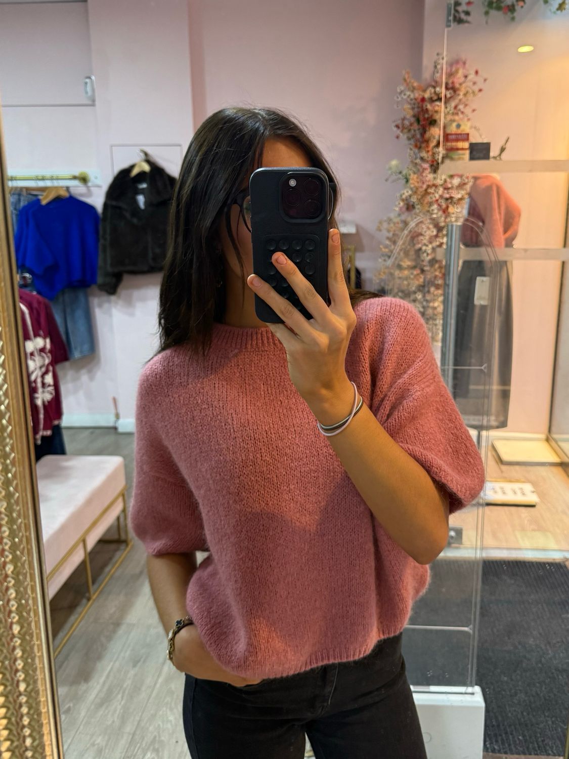 Pull Manche Bouffante Rose 