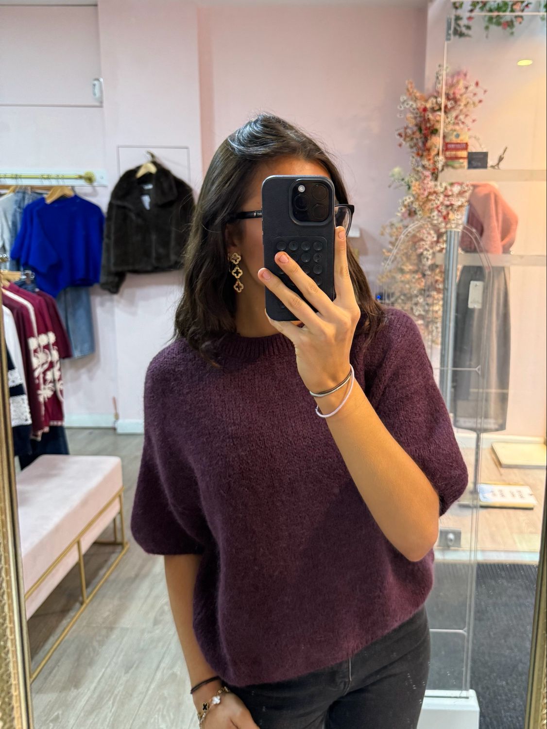 Pull Manche Bouffante Prune