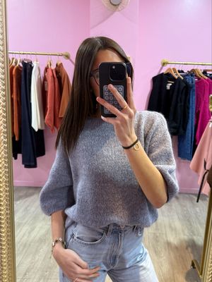 Pull Manche Bouffante Gris 