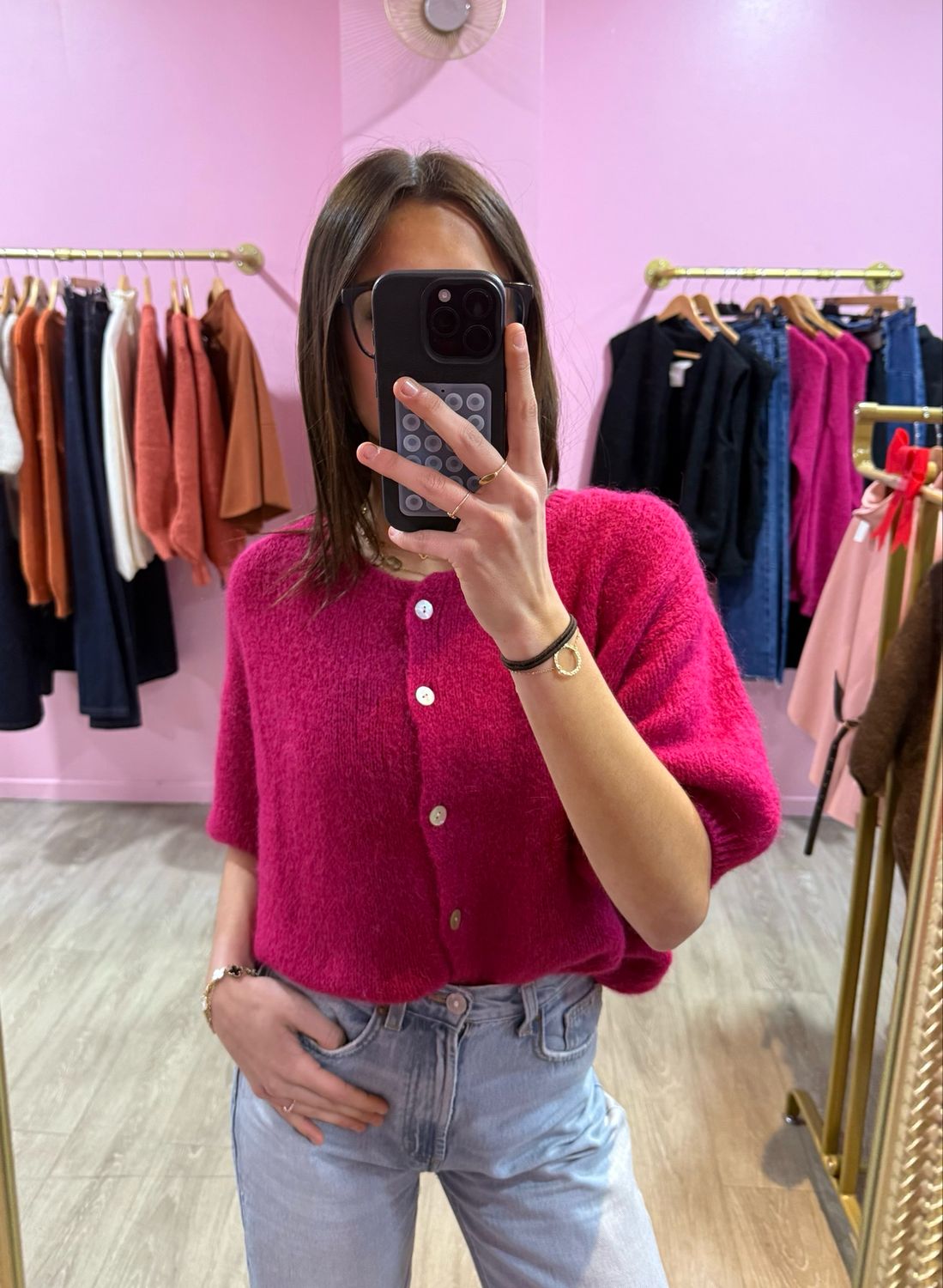 Gilet Manche Bouffante Framboise 