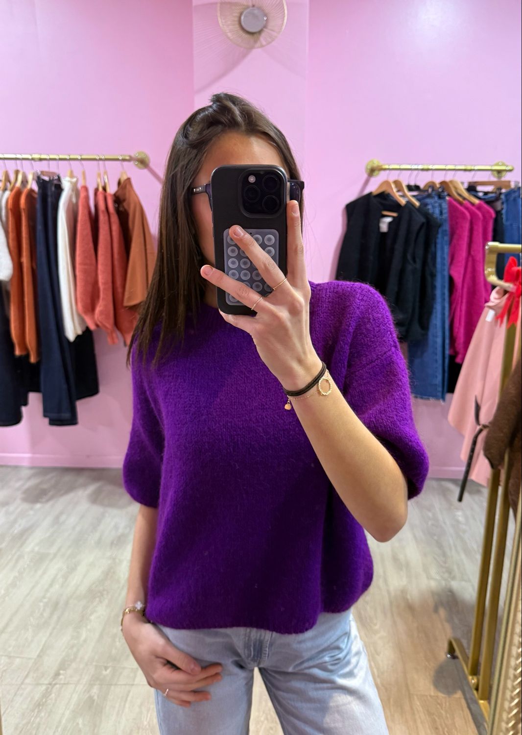 Pull Manche Bouffante Violet 