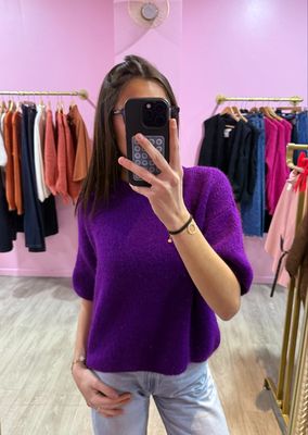 Pull Manche Bouffante Violet 