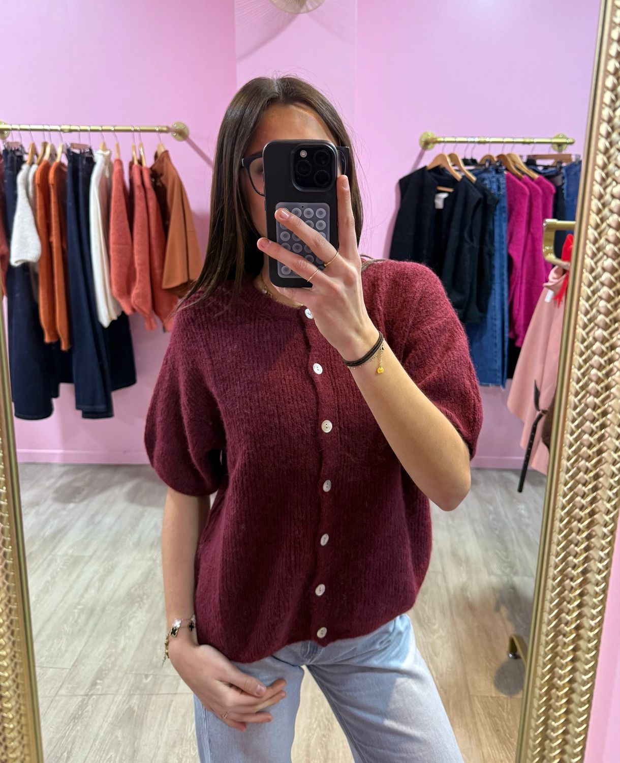 Gilet Manche Bouffante Bordeaux 