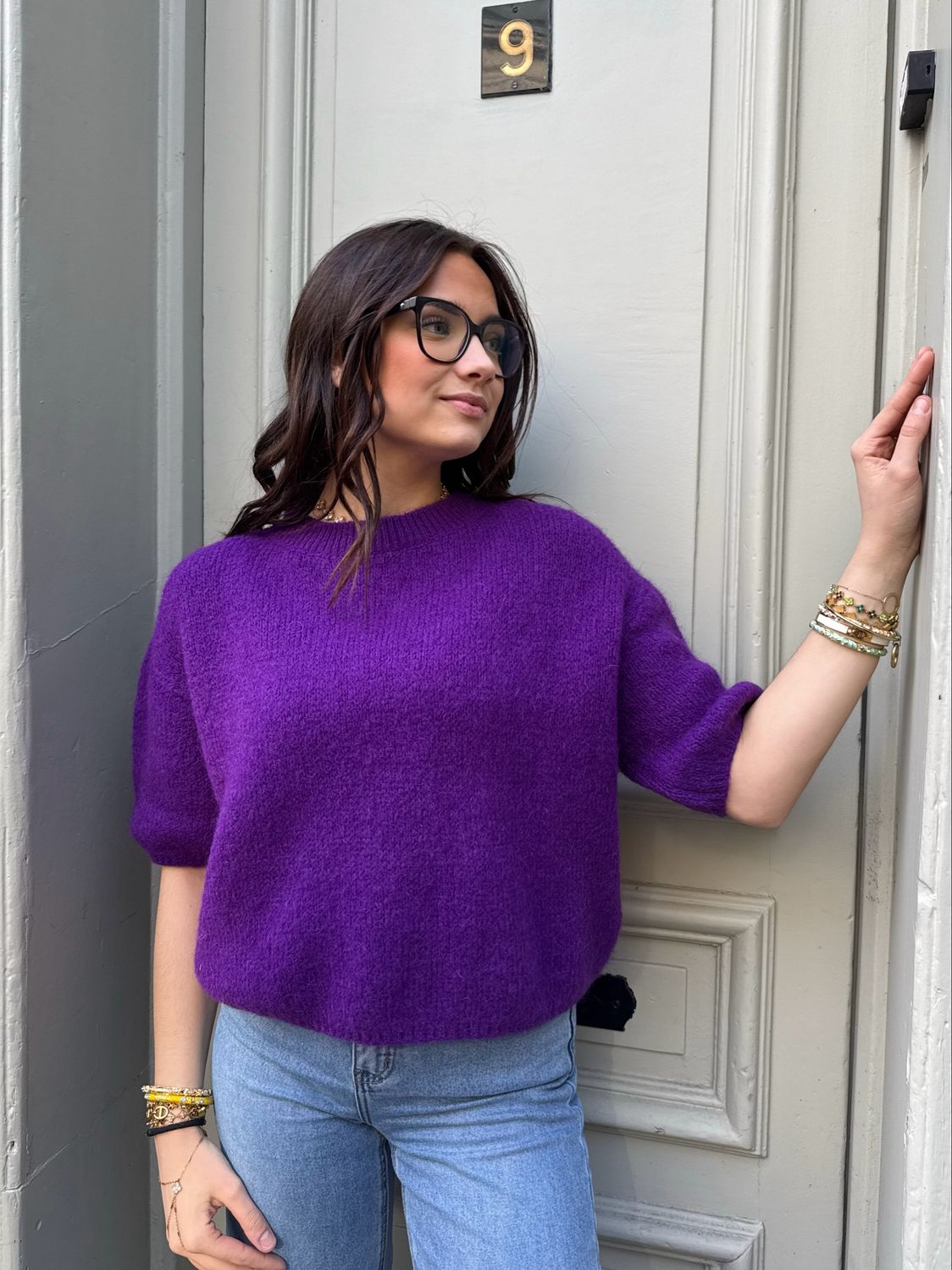 Pull Manche Bouffante Violet 