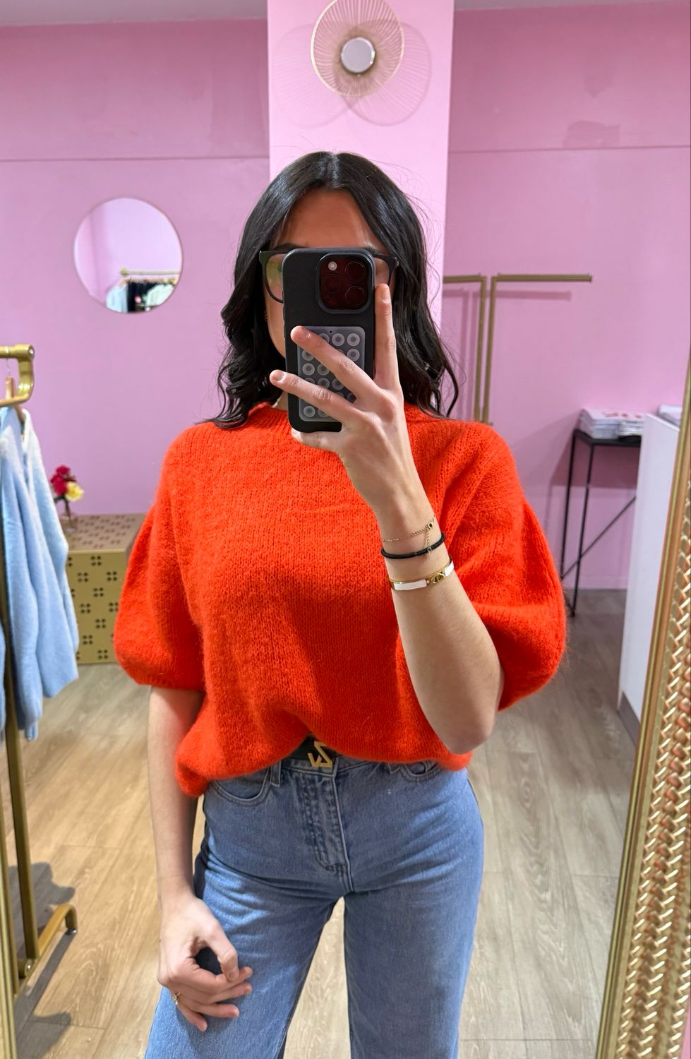 Pull Manche Bouffante Orange 