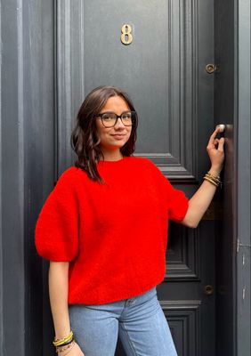 Pull Manche Bouffante Orange Fluo