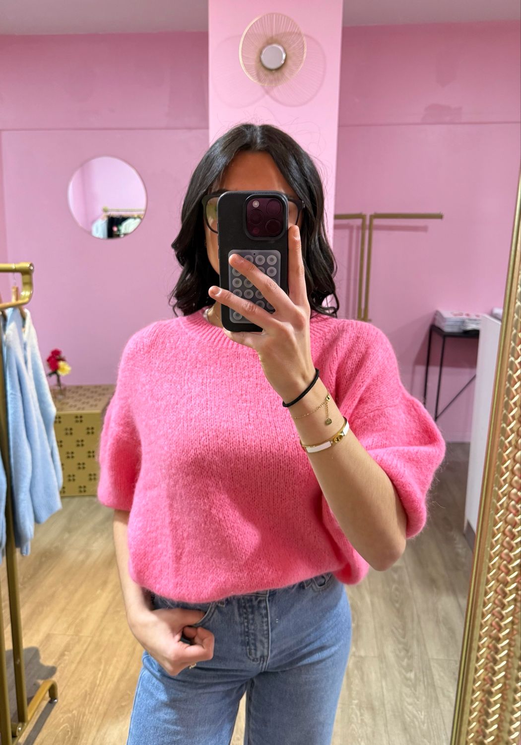 Pull Manche Bouffante Rose 