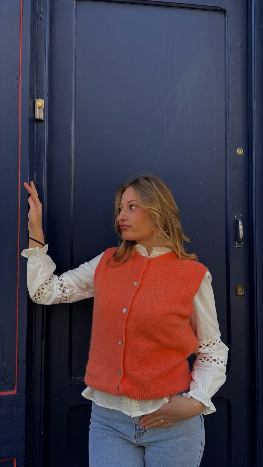 Gilet sans manche orange pastel