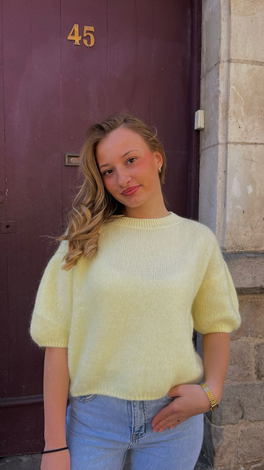 Pull manche bouffante jaune