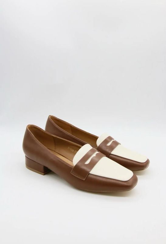 Mocassin Bicolore Marron &amp; Crème