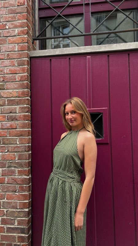 Robe à pois verte 