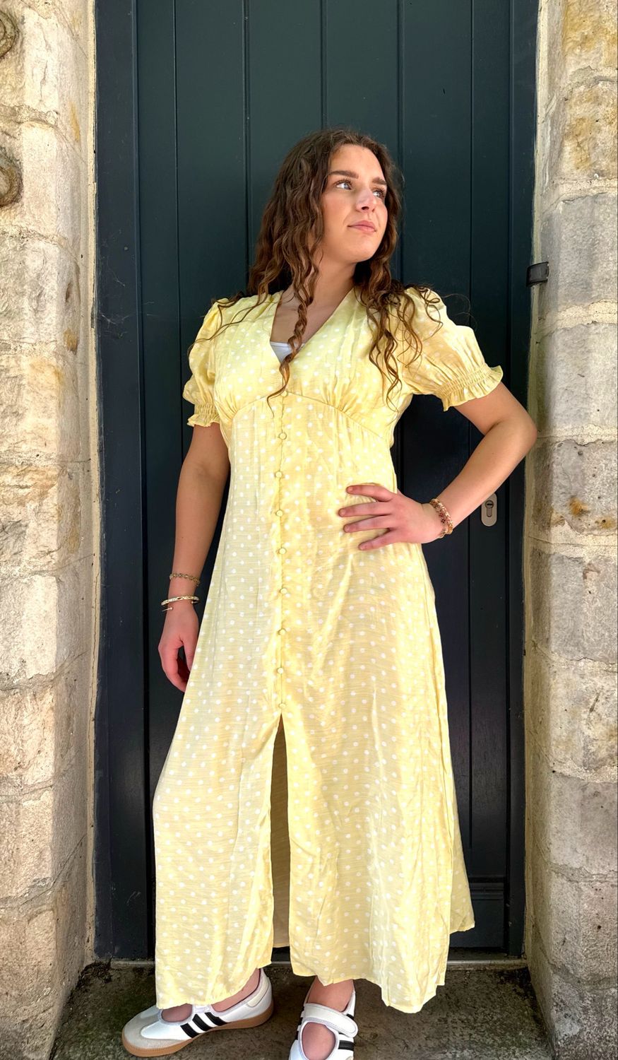 Robe Pauline À Pois Jaune