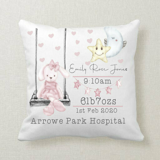 Newborn Personalised Cushion Cover - Girl