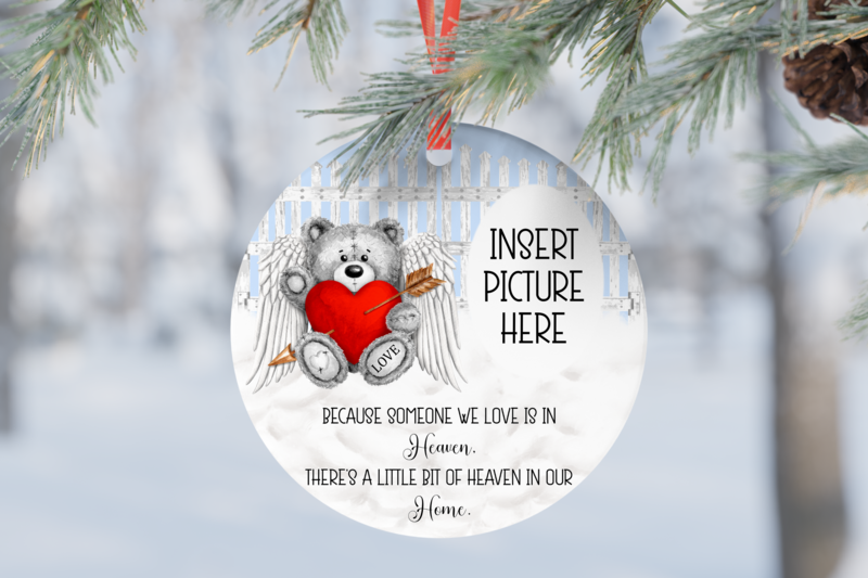 Bear In Heaven Memorial Tree Decoration - Sparkle Effect