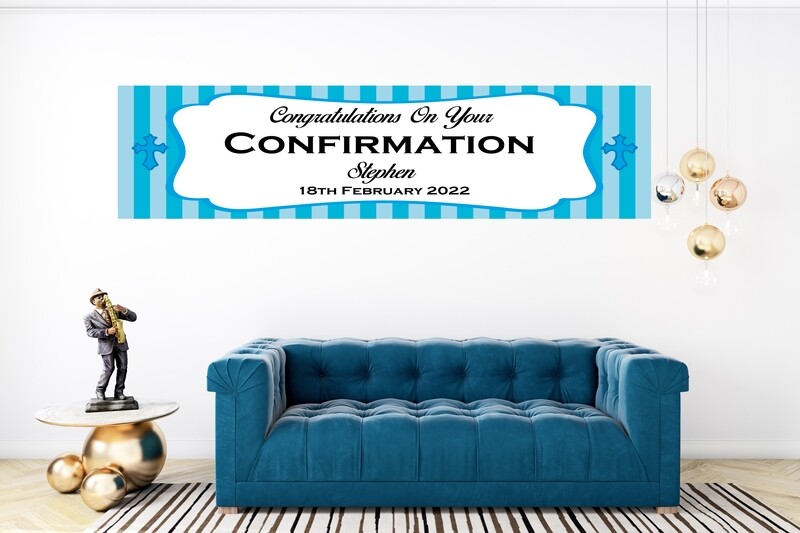 Boys Confirmation Banner - HUGE 6ft x 2ft.