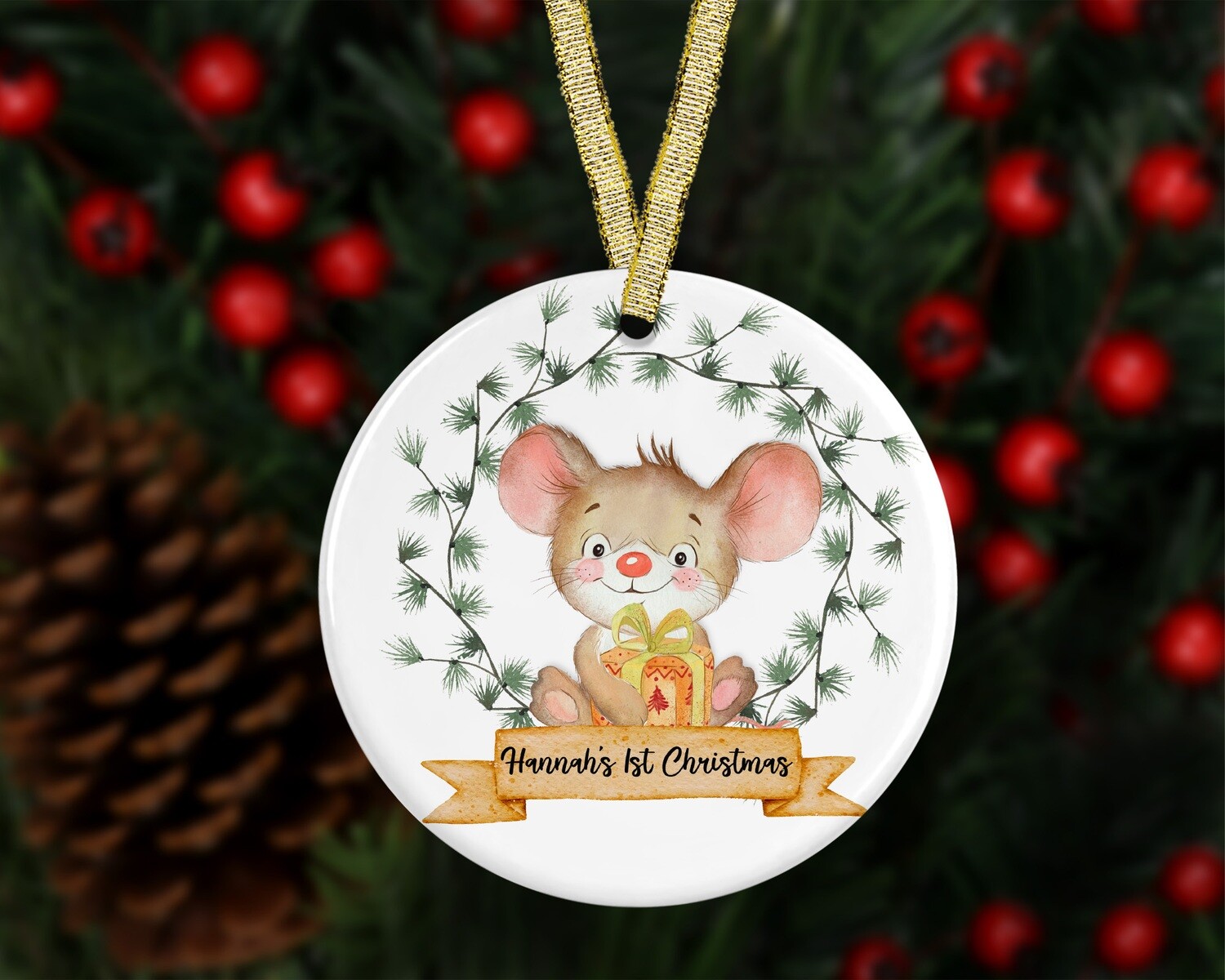 Mouse&#39;s First Christmas - Sparkle Effect Tree Decoration