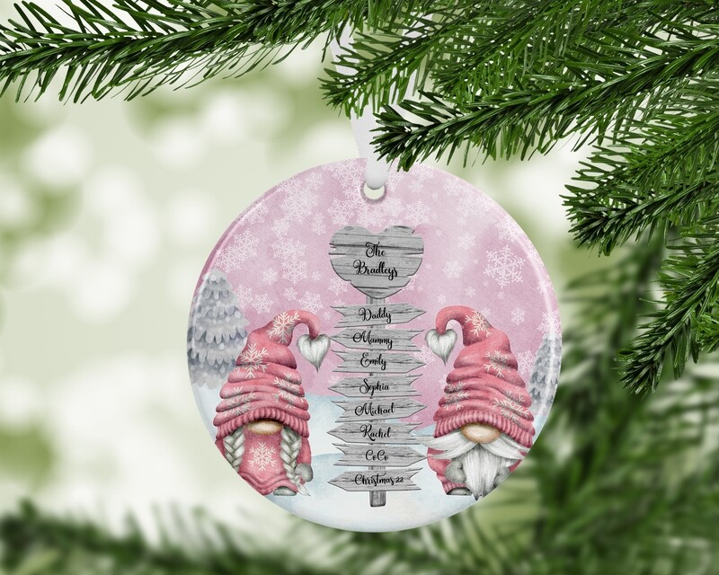 Pink Gnome - Personalised Ceramic Tree Decoration