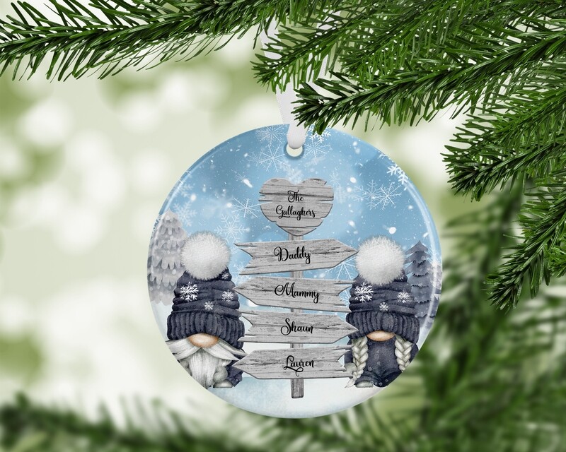 Blue Gnome - Personalised Ceramic Tree Decoration