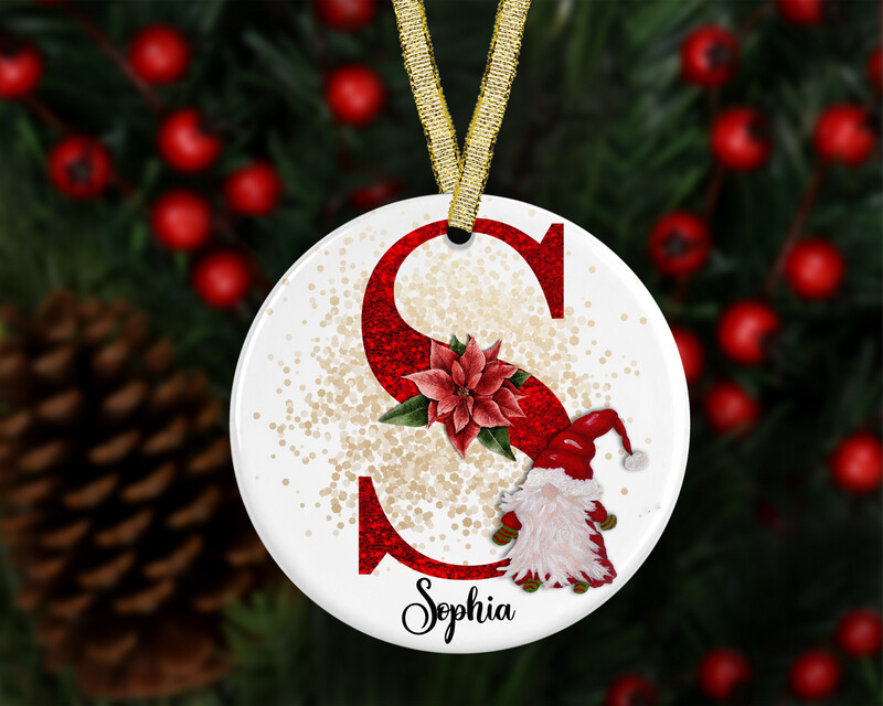 Red Glitter Alphabet - Ceramic Tree Decoration
