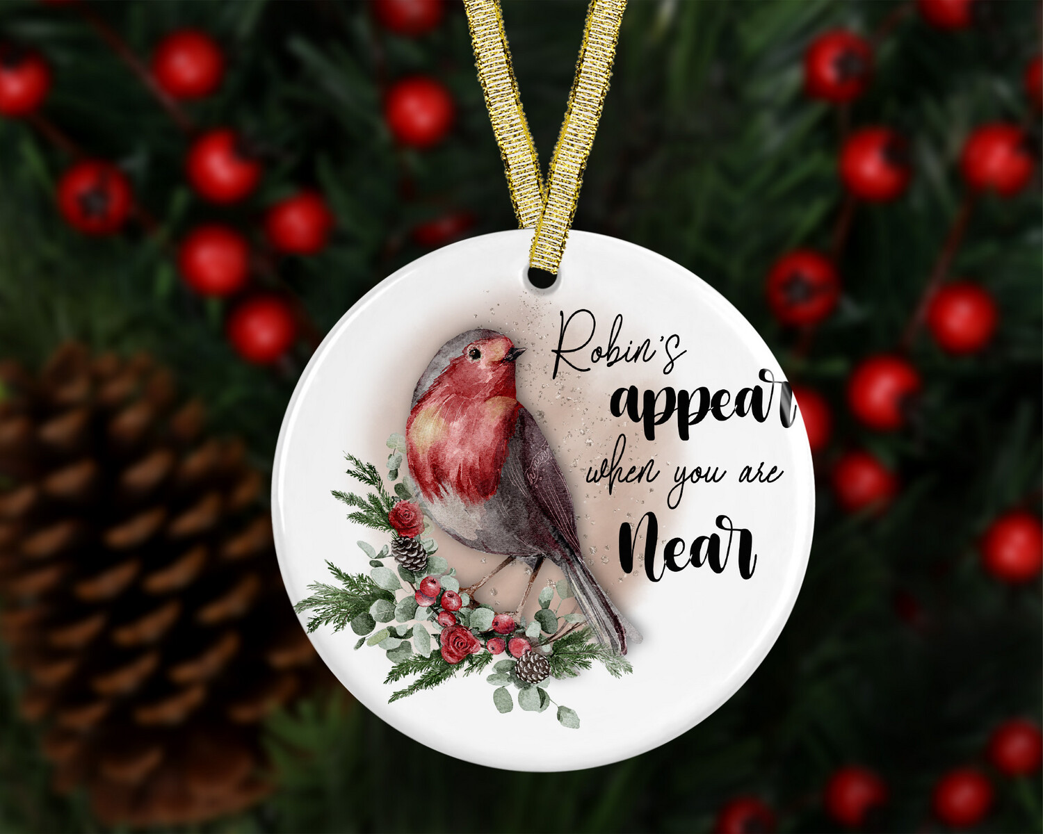 Robins Appear - Sparkle Effect Tree Decoration