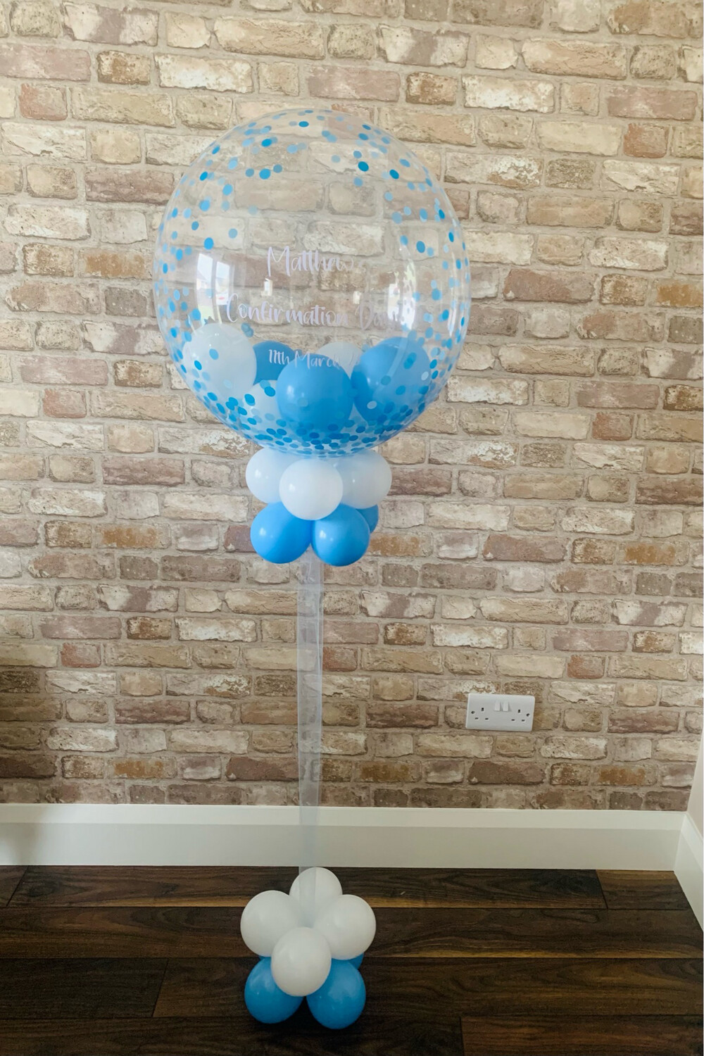 Bubble Balloon - Blue Confetti - Personalised