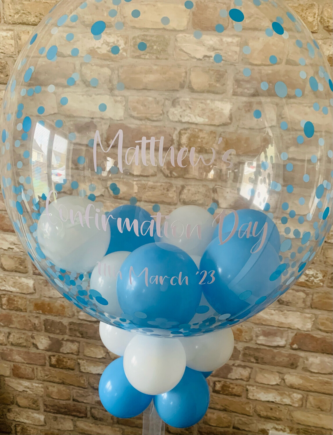 Bubble Balloon - Blue Confetti - Personalised